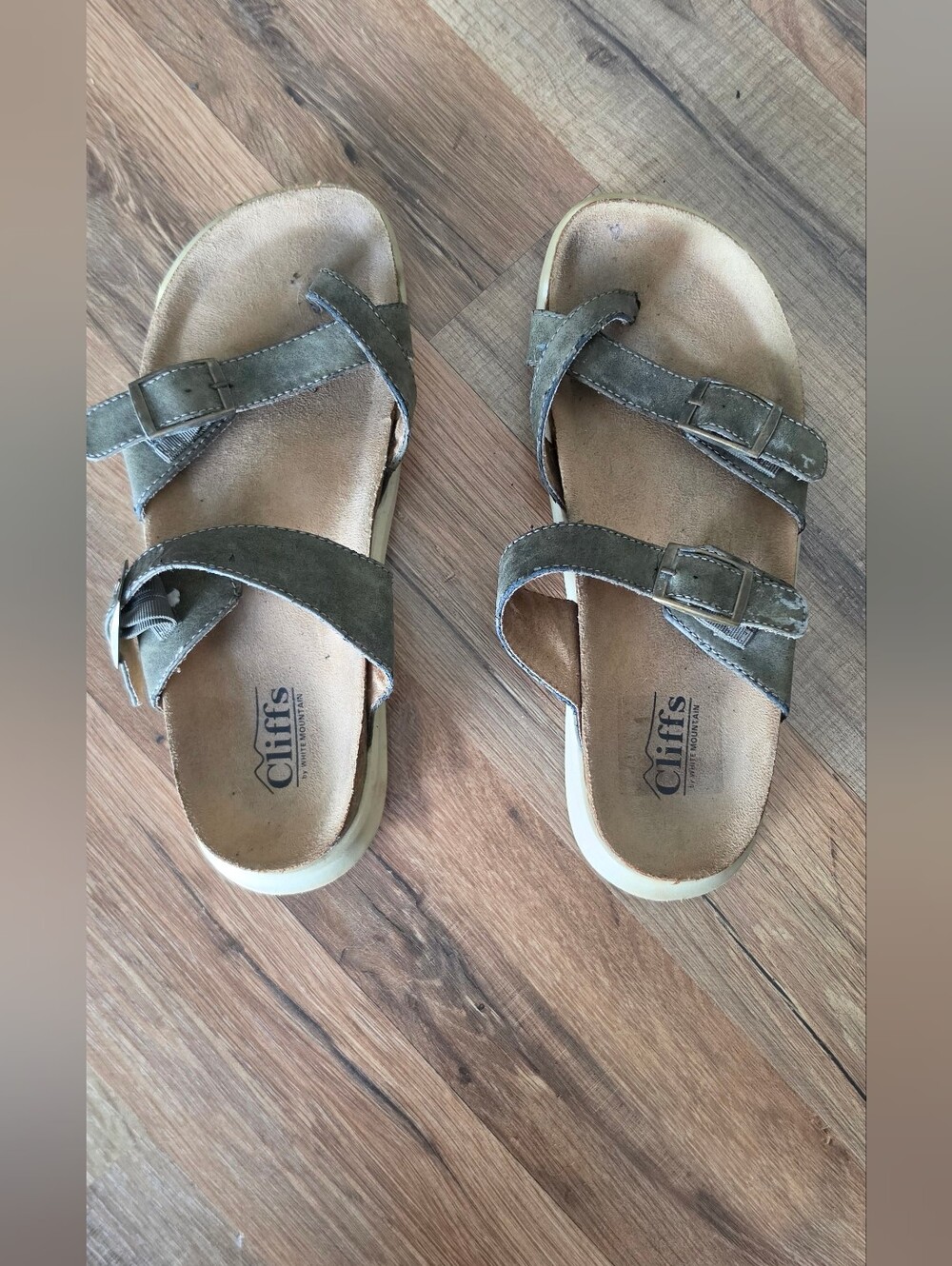 Cliffs Olive Green Suede Double Buckle Sandals